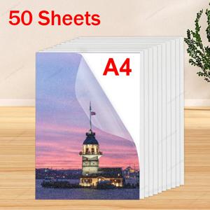 20/50PK 반짝이 콜드 라미네이팅 필름 자체 접착 홀로그램 투명 스타 A4 종이 시트 DIY 패키지 사진 라미네이팅 필름