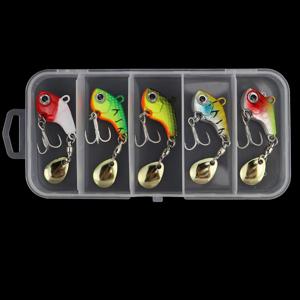5개/박스 메탈 미니 VIB 스푼 낚시 미끼 5g 7g 10g 14g 낚시 도구 핀 크랭크베이트 진동 스피너 싱킹 베이트