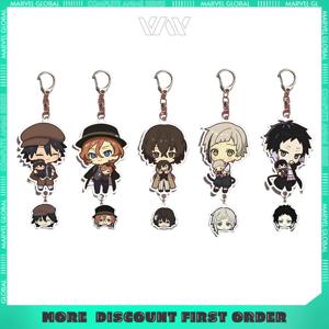 5.5cm/2.1in Bungo Stray Dogs Q 버전 아크릴 키 체인 펜던트 애니메이션 주변 장치 다자이 오사무 나카하라 Chuuya 장식품 컬렉션