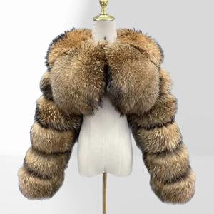 여성용 숏 내추럴 라쿤퍼 코트, 크롭 라쿤퍼 코트, 봄버 재킷, 신상 가을 겨울 리얼 퍼 재킷