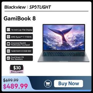 Blackview GamiBook 8 노트북 16인치 1920*1200 디스플레이 AMD Ryzen ™   7 7735HS 프로세서 57Wh 배터리 65W 고속 충전 Win11pro Wi-Fi 6