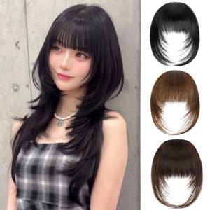 합성 고급 코믹뱅 가발 여성용 이마 클립뱅 내열성 내추럴 블랙 데일리용