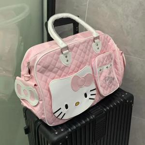 헬로키티 여행 가방 경량 고용량 대용량 학생 기숙사 수하물 가방 짧은 여행 여성용 배낭
