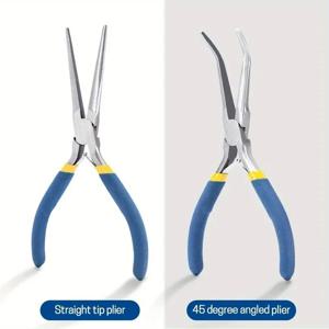 편안한 그립 핸들이 있는 6인치 미니 니들 노즈 플라이어 2개, 수공예용 롱 노즈 플라이어 세트 2개