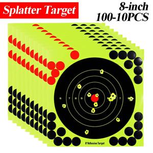 100-10PCS 8 인치 스플래터 타겟 높은 가시성 접착제 슈팅 타겟 스티커 반응 형 사냥 슈팅 훈련 종이