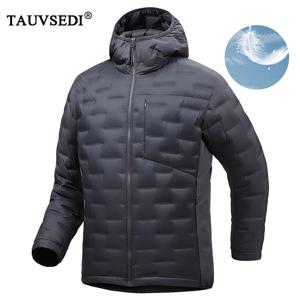 겨울 남성용 화이트 덕 다운 재킷 코트 방수 방풍 따뜻한 후드 재킷 남성용 다중 포켓 초경량 윈드브레이커 재킷
