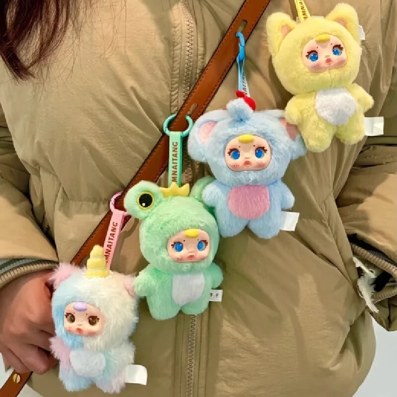 정품 Mm 우유 캔디 시리즈 블라인드 박스 플러시 키 체인 귀여운 인형 펜던트 데스크탑 가방 장식 서프라이즈 선물 액션 피규어 장난감