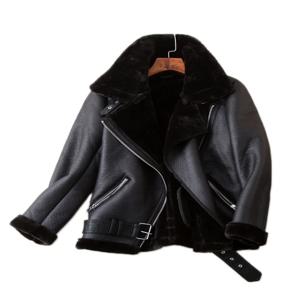 Ailegogo 겨울 코트 여성 두께 가짜 가죽 모피 양피 여성 모피 가죽 자켓 Aviator Outwear Casaco Feminino