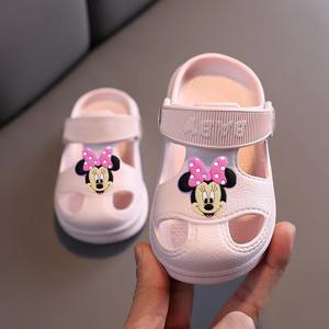 디즈니 미키 마우스 부드러운 밑창 비치 슈즈, 어린이 샌들 슬리퍼, 소년 소녀 만화, 여름