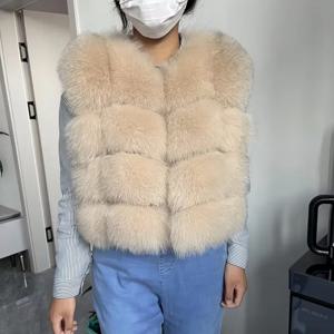 kejinyuan 리얼 여우 모피 너구리 모피 조끼 여성용 천연 겨울 따뜻한 민소매
