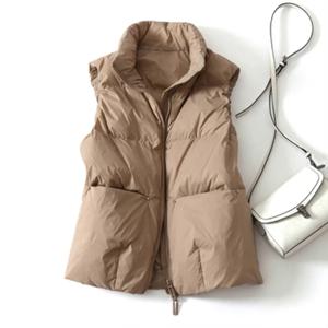 2022 여성용 바디 워머 다운 조끼 재킷, 루즈 화이트 덕다운 두꺼운 조끼, 지퍼 민소매 코트, 신상