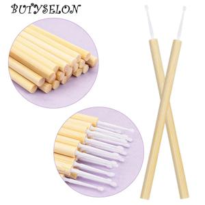 50pcs 가짜 속눈썹 마이크로 브러시 대나무 청소 스틱 마스카라 완드 립 브러쉬 속눈썹 연장 리무버 깨끗한 면봉 애플리케이터