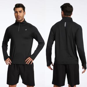 남성용 긴팔 UPF 50+ 래쉬가드 수영복 셔츠, 운동, 낚시, 하이킹, 운동, 쿨링 티셔츠, 속건 지퍼 셔츠