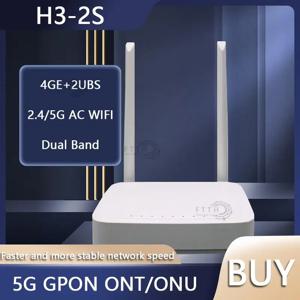 5G GPON ONT H3-2S 4GE +2USB 듀얼 밴드 AC ONU WIFI ONT PPPOE FTTH 모뎀 광섬유(전원 공급 장치 없음)