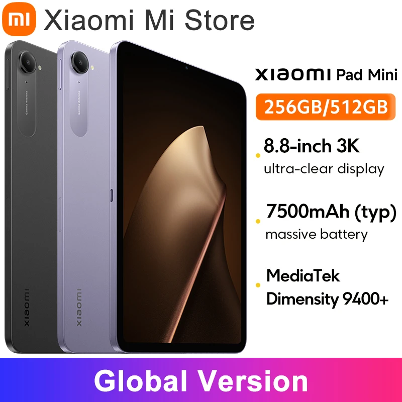 샤오미 패드 미니 글로벌 버전 7500mAh 배터리 67W 하이퍼차지 8.8인치 3K 울트라 클리어 디스플레이 미디어텍 디멘시티 9400+