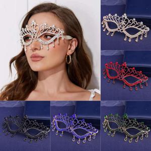럭셔리 우아한 합금 모조 다이아몬드 하프 페이스 나비 마스크, 신부 웨딩 파티 가장 무도회 마스크, 여성 소녀용