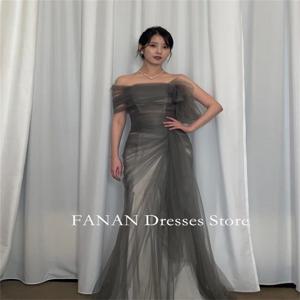 FANAN 맞춤형 인어 이브닝 파티 드레스 Tulle Korea Green Ruched 웨딩 여성 가운 이벤트 파티 드레스 맞춤형