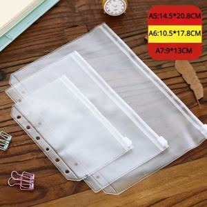투명 프로스트 PVC 필 지퍼 백, 루즈 리프 노트북 코일 북 메모장, 내부 페이지 교체, A5, A6, A7, 6 홀