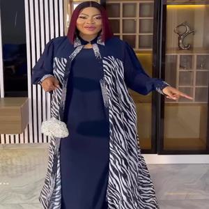 여성용 우아한 아프리카 드레스 세트, 쉬폰 부부 가운, 무슬림 여름 패션, 결혼식 이브닝 파티, 원피스 아프리카 옷, 2 개