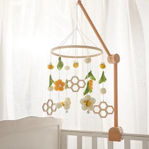 아기 딸랑이 장난감 0-12 개월 침대에 나무 모바일 신생아 뮤직 박스 침대 벨 교수형 장난감 홀더 브래킷 유아용 침대 소년 장난감