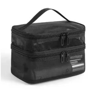 이중 레이어 메쉬 메이크업 가방, 세면 가방, 여성용 휴대용 대용량 수납 가방, 화장품 수납 가방