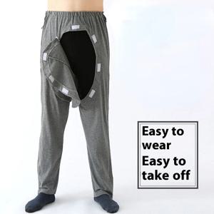 끈끈한 침대 마비 노인용 환자 바지, 방한, 당황 방지 오픈 가랑이 바지, 성인 실금 바지