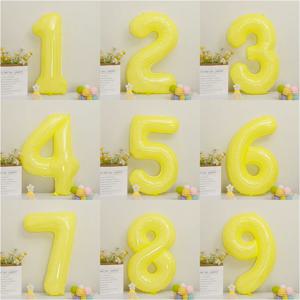 40 인치 대형 디지털 호일 풍선 노란색 번호 0 1 2 3 4 5 6 7 8 9 풍선 생일 파티 축제 기념일 장식