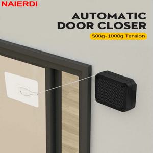 NAIERDI 1/2/4 팩 자동 도어 클로저 500g-1000g 장력 폐쇄 장치 강철 당김이있는 펀치없는 슬라이딩 스크린 도어 클로저