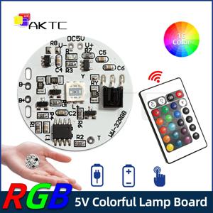 32mm 컬러 RGB 라이트 보드 라운드 LED 광원 저전압 DC 5V 호환 충전/터치 스위치 원격 제어/3.7V 배터리