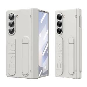 삼성 갤럭시 Z 폴드 7 6 5 4 3용 펜 슬롯 및 S펜 스크린 보호 필름이 포함된 힌지형 손목 스트랩 홀더 폰 케이스