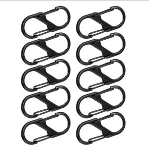 10 Pcs S 모양의 Carabiner 금속 더블 후크 Carabiner 키 체인 캠핑 낚시 여행을위한 작은 스프링 클립