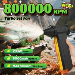 슈퍼 800000RPM 강력한 공기 송풍기 고속 덕트 팬 10000mah 미니 터보 제트 팬 폭력 팬 고성능 브러시리스 송풍