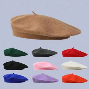 1pc 베레모 - 여성 파티 및 가장 무도회 파티에 적합한 단색 패셔너블 베레모, 남녀공용 베레모