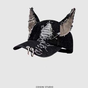 새로운 y2k 뜨거운 여자 낙서 청바지 토끼 귀 카우보이 야구 모자 워시 낙서 힙합 모자 여성 남성 파티 팀 야구 모자