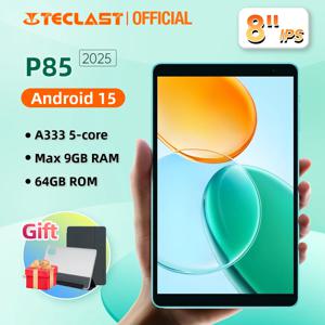Teclast P85 2025 안드로이드 15 태블릿 8인치 IPS 9GB(3GB+6GB 확장) RAM 64GB ROM A333 5코어 Wi-Fi 6 Type-C 금속 본체 5000mAh