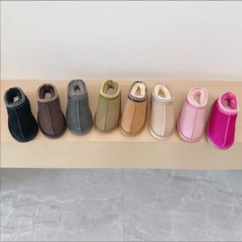 겨울 어린이 유아 스노우 부츠 새로운 디자인 소녀 소년 정품 양피 천연 모피 신발 아기 클래식 울트라 미니 따뜻한 슬리퍼