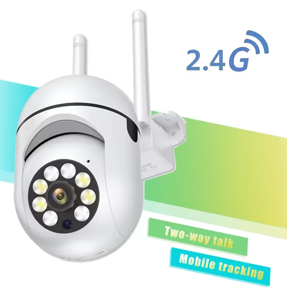 라이트 알람 CCTV 카메라5MP 카메라 2.4G 와이파이 컬러 야간 감시 IP 실외 휴머노이드 추적 홈 4.0X 줌 광고 없음 앱