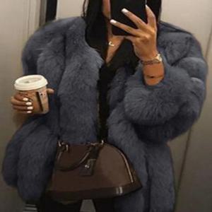 2024 가을 겨울 여성 한국 패션 긴 가짜 모피 자켓 여성 코트 루즈 캐주얼 따뜻한 긴 소매 겉옷 오버 코트