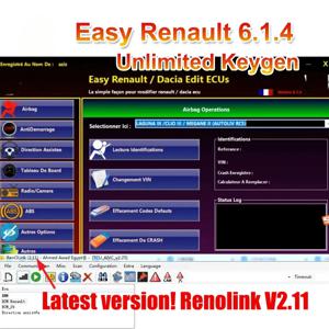 Renault ECU 프로그래머 용 Easy Renault 6.1.4 소프트웨어 Clear Crash 에어백 카드 키 UCH 클리너 OBDLink Renolink 사용