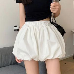 Lucyever 여성용 용수철 푹신한 블루머 반바지, 단색 하이웨이스트, 루즈한 귀여운 반바지, 한국 올매치 반바지, 2025