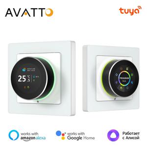 AVATTO Tuya WiFi 스마트 노브 온도 조절기 수성 가스 보일러 용 온도 컨트롤러 전기 난방 장치는 Alexa Google 홈과 함께 작동합니다.