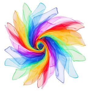 24 Pcs 저글링 스카프 세트 키트 어린이를위한 댄스 스카프 세트 키트 음악 클래스 리듬 스카프 어린이 운동을위한 실크 놀이