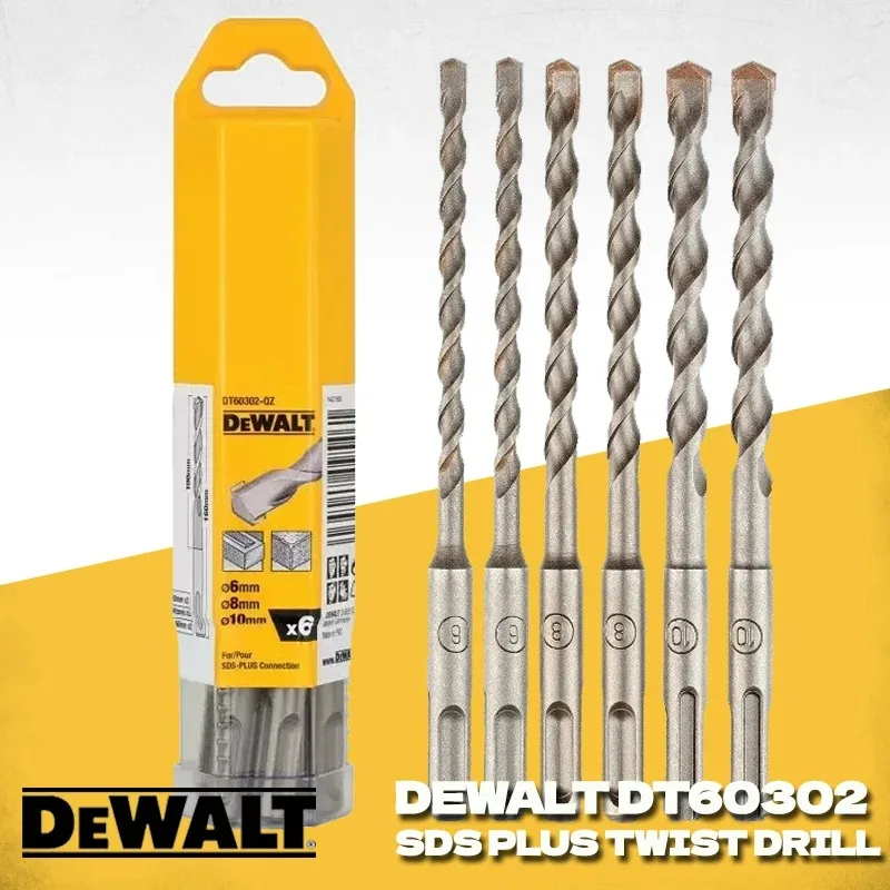 DEWALT DT60302 SDS Plus 6피스 드릴링 세트 전동 공구 액세서리 전기 해머용 6MM 8MM 10MM DT9635 DT9641 DT9644
