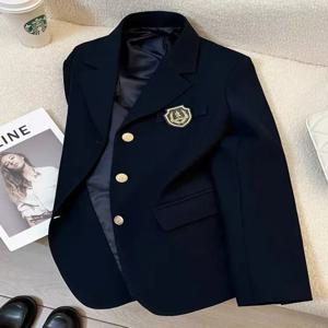 새 봄 프레피 모든 경기 정장 코트 Bf 느슨한 솔리드 컬러 옷깃 캐주얼 버튼 겉옷 일본 제복 여성 블레이저 자켓