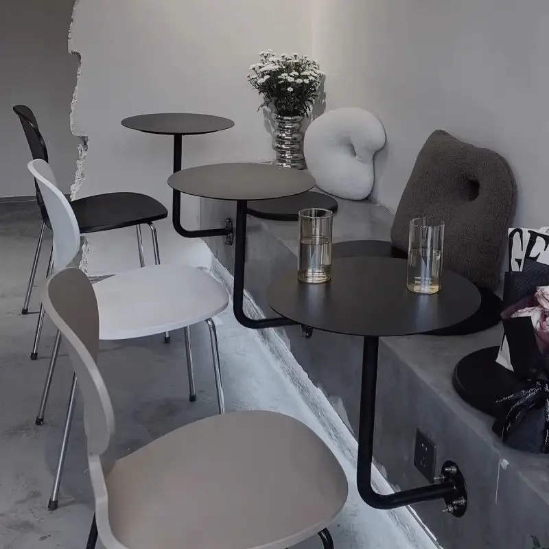 카페 밀크티 숍 코너 부스 공간 절약형 비스트로 카운터 디저트 바 벽 설치를 위한 벽걸이형 소형 원형 테이블