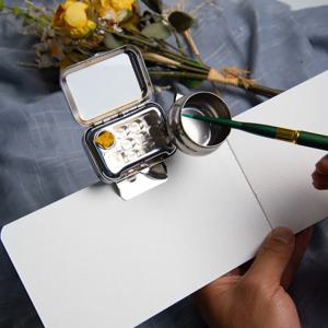 여행용 수채화 물감 세트 - 수채화 물감 디스펜서가 포함된 미니 휴대용 페인트 상자 10 그리드 수채화 팔레트