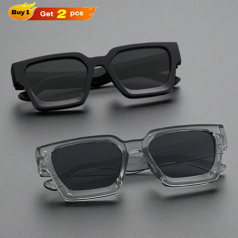 2PCS 플라스틱 패션 직사각형 프레임 여성 선글라스 일상 생활 남성 안경 레이브 파티 일상 생활 액세서리.