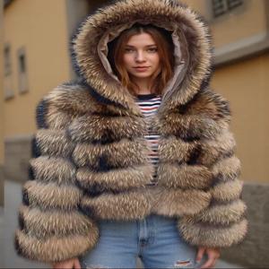여성용 후드 리얼 너구리 모피 코트 겨울 따뜻한 긴팔 천연 너구리 모피 자켓 및 조끼 다양한 스타일 패션 자켓