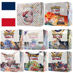360Pcs 프랑스어 포켓몬 카드 스칼렛 바이올렛 151 클래식 확장 흑요석 불꽃 급증하는 불꽃 어둠 불타는 부스터 박스