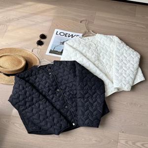 신상 여성용 경량 패딩 재킷 싱글 버튼 코튼 코트 따뜻한 하트 스티칭 가을 겨울 패션 캐주얼 아우터웨어